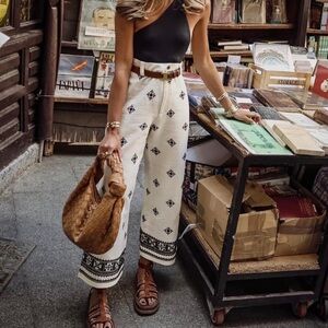 Zara Black and White Wide Leg Pants